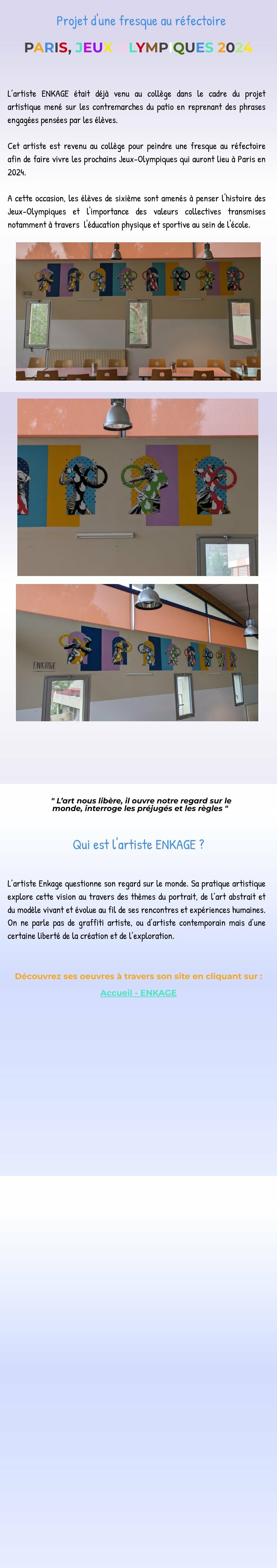 CLIQUEZ ICI pour découvrir le projet artistique de l'artiste ENKAGE au réfectoire 