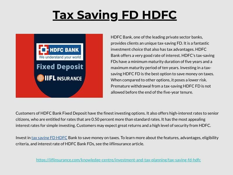 Tax Saving FD HDFC Piktochart Visual Editor