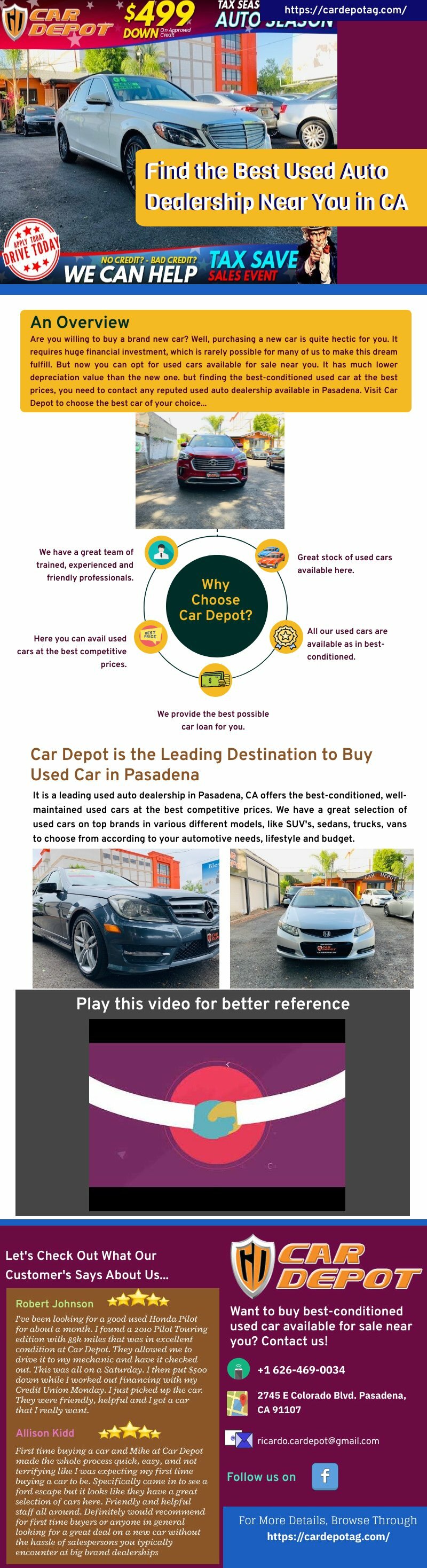 Find the Best Used Auto Dealership Near You in CA Piktochart Visual