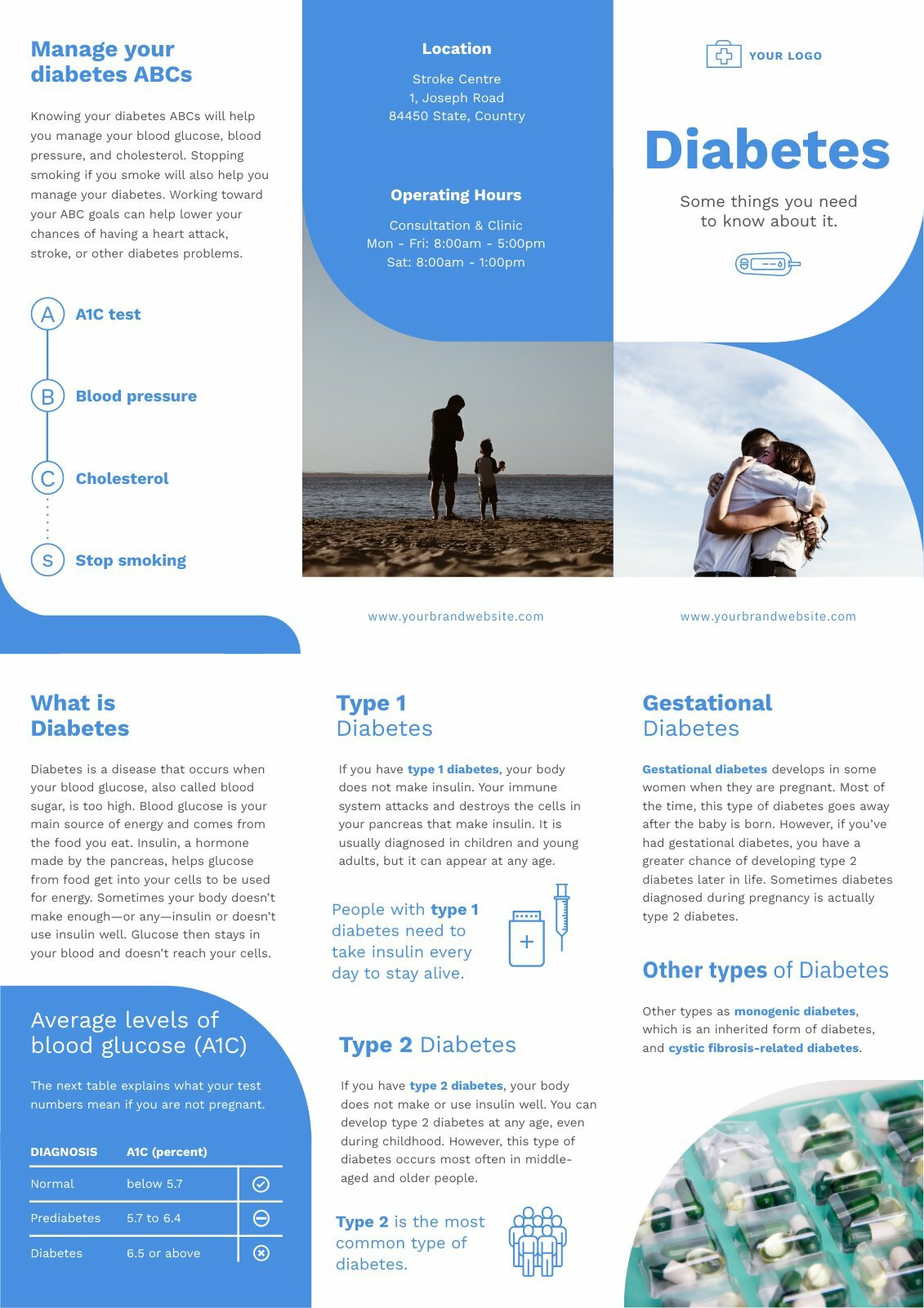 Diabetes Trifold Brochure Free brochure template Piktochart