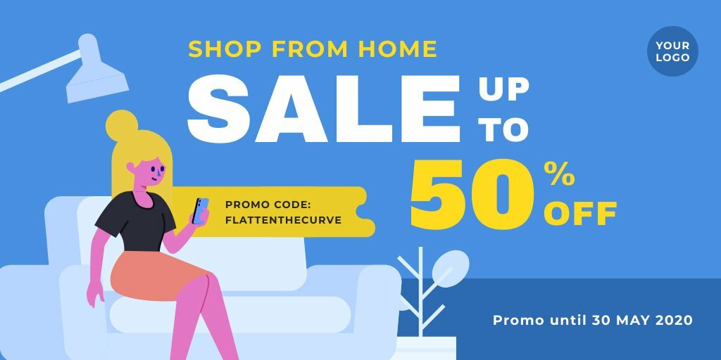 Shop From Home Sale Twitter Post