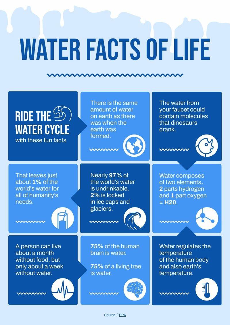 Water Facts of Life | Free Infographic Template - Piktochart