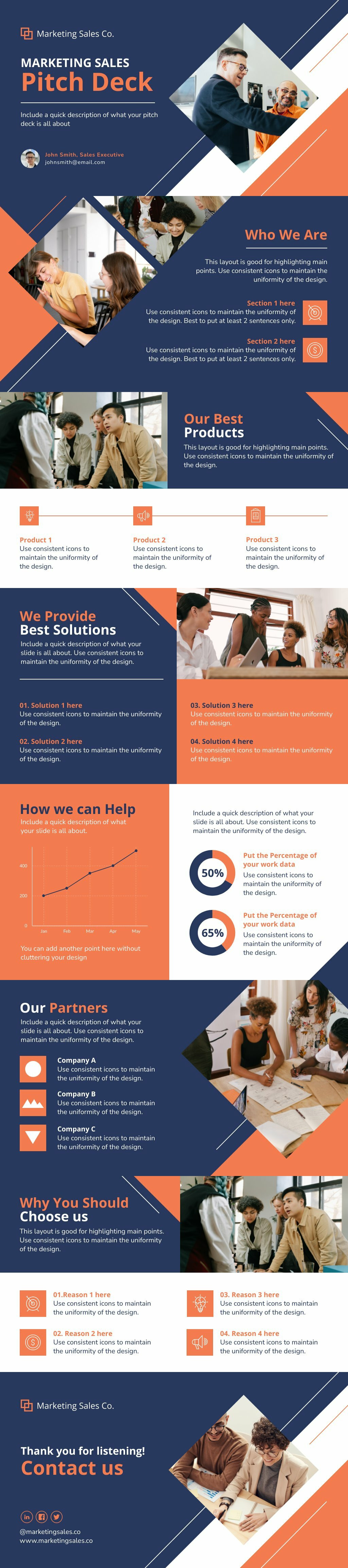 Marketing Sales Pitch Deck Free Presentation Template Piktochart