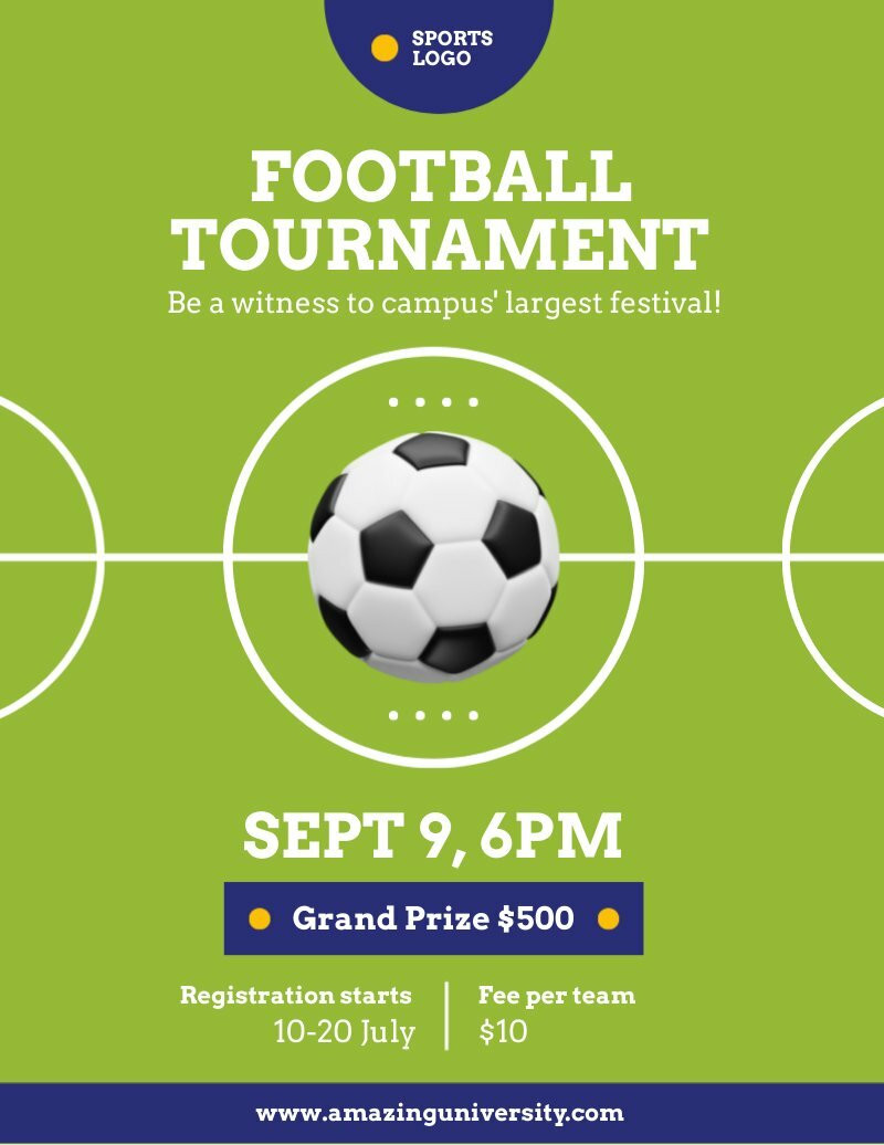 Football Tournament Free Flyer Template Piktochart
