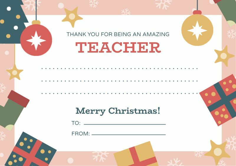 Teacher Christmas Gift Card