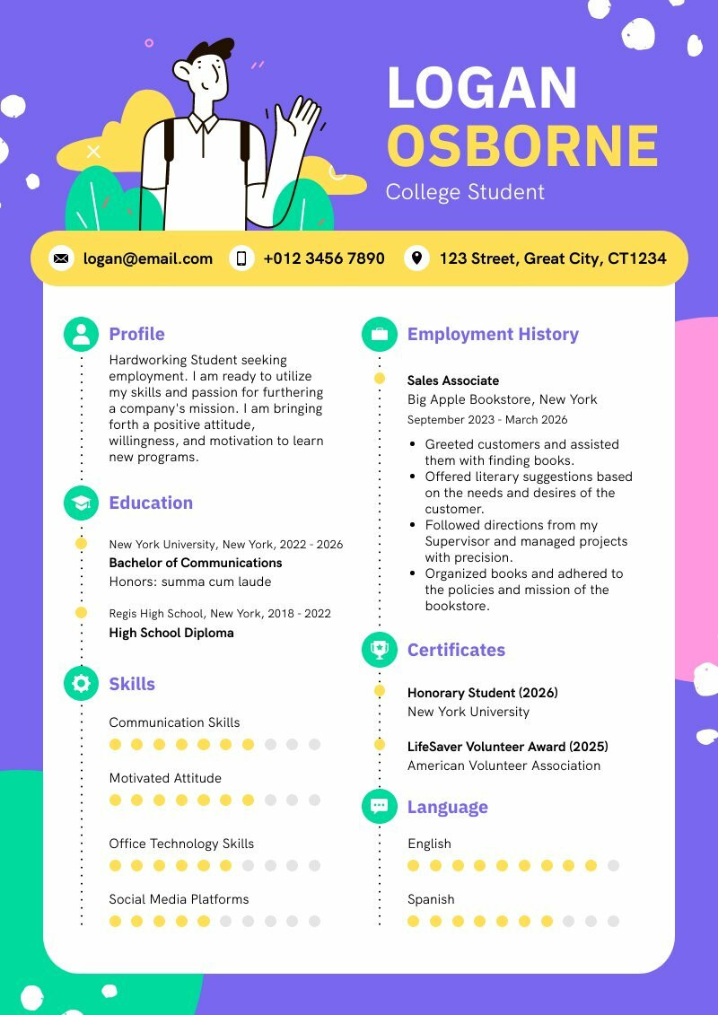 Creative Student Resume - Piktochart