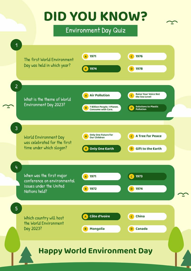 Environment Day Quiz Piktochart