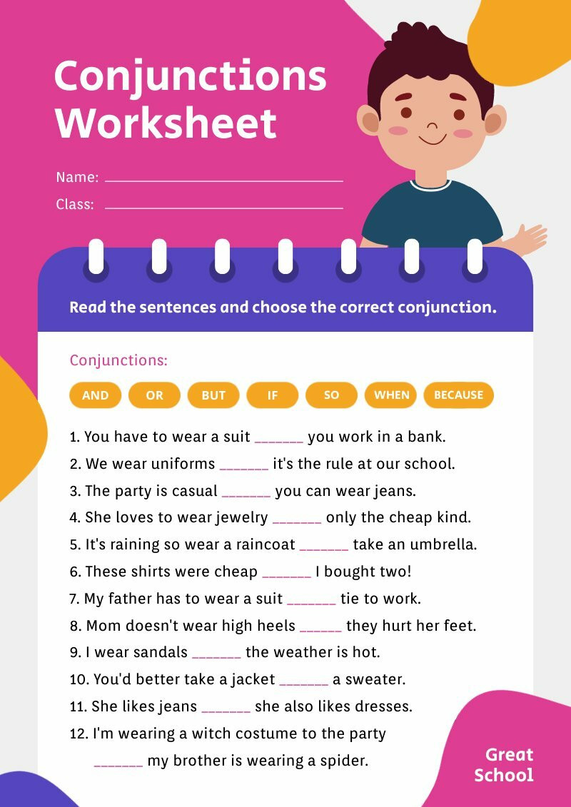 Conjunction Worksheets