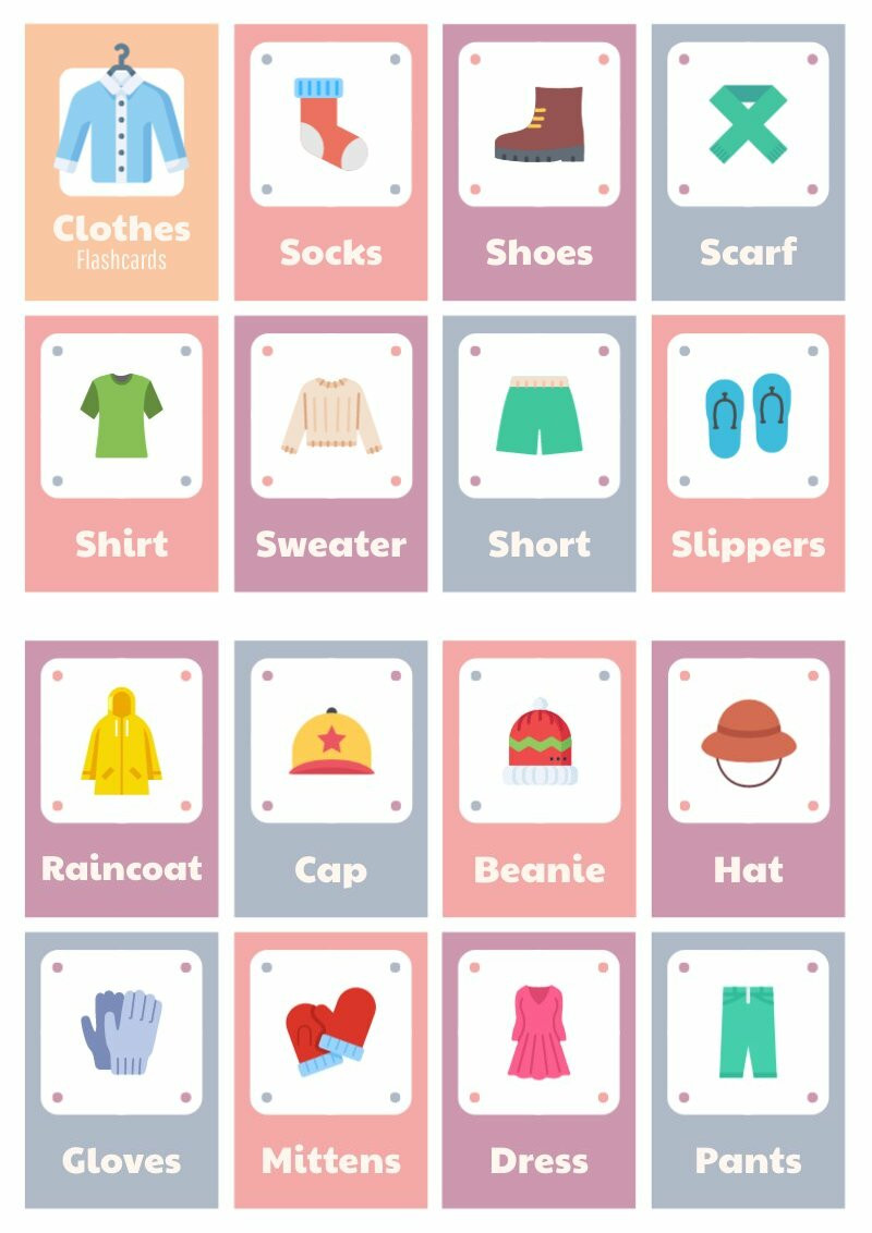 Clothes Vocabulary Flashcards Piktochart